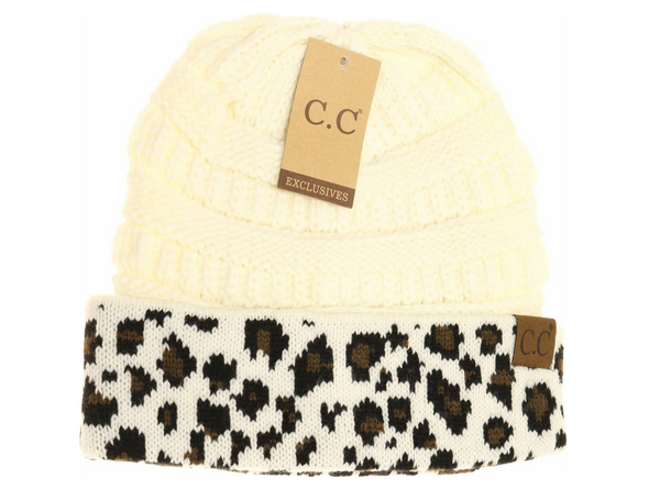 Matching Cuff Leopard Print Beanie