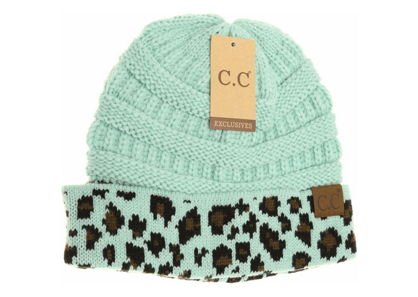 Matching Cuff Leopard Print Beanie