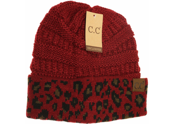 Matching Cuff Leopard Print Beanie