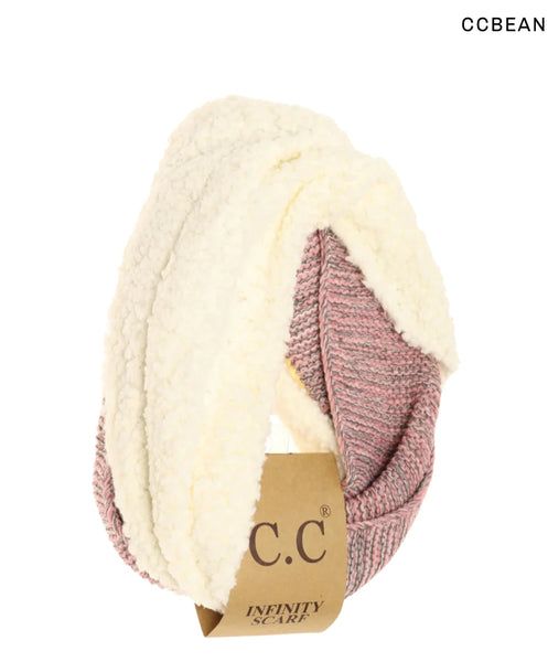 Popcorn Heathered Sherpa Lined Knit Scarf