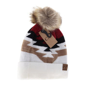 Aztec Natural Faux Fur Pom C.C Beanie