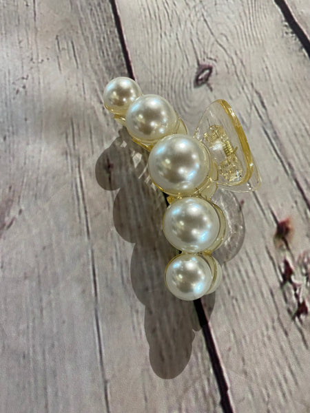 Champagne Large Pearl Hair Clips