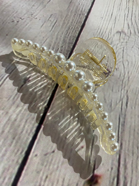 Champagne Small Pearl Jaw Hair Clip