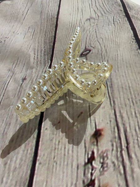 Champagne Small Pearl Jaw Hair Clip